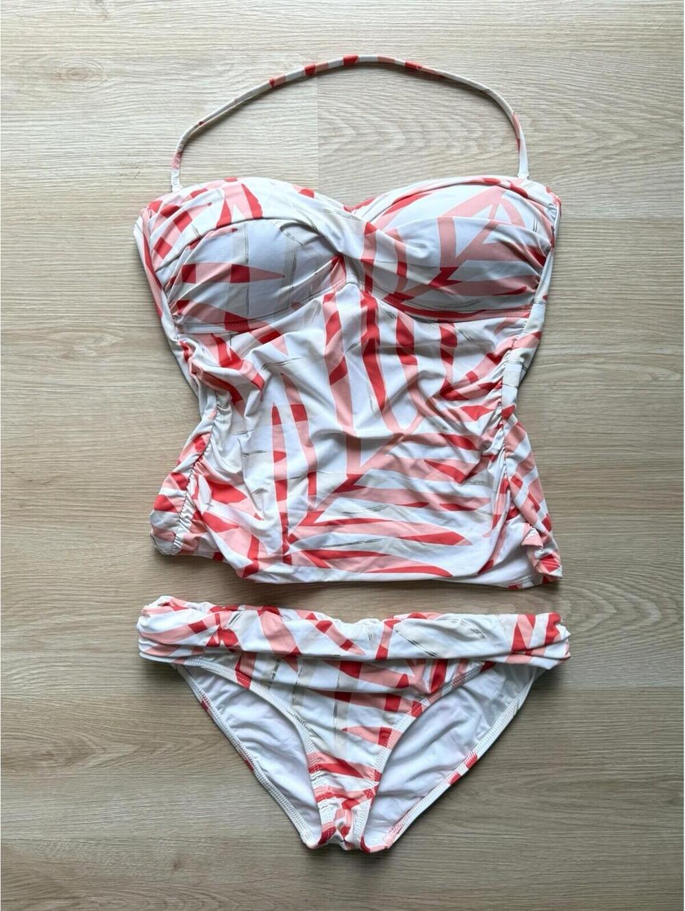 La Blanca Women's Bandeau Halter Tankini Top & Bottom Size 8 Bird of Paradise